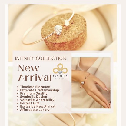 "Elegant Heart Bracelet – Dazzling Gold Plated Bangle with Crystal Accents"